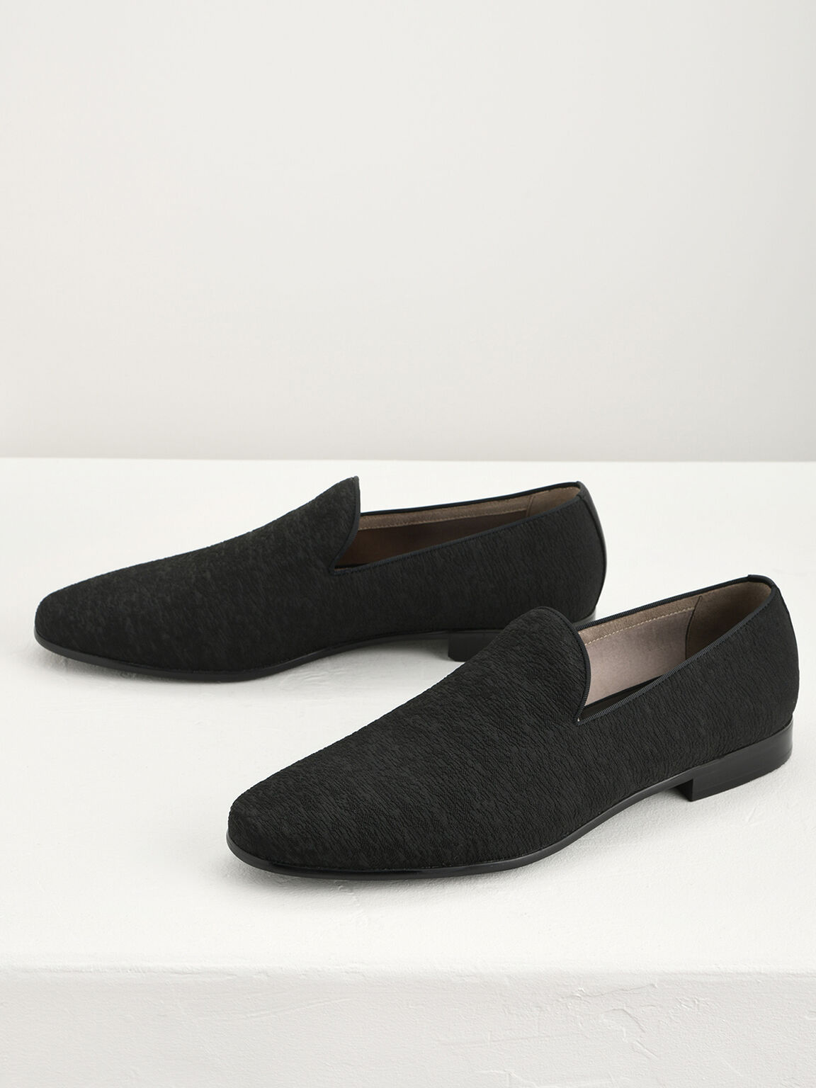 Textured Loafers, Black