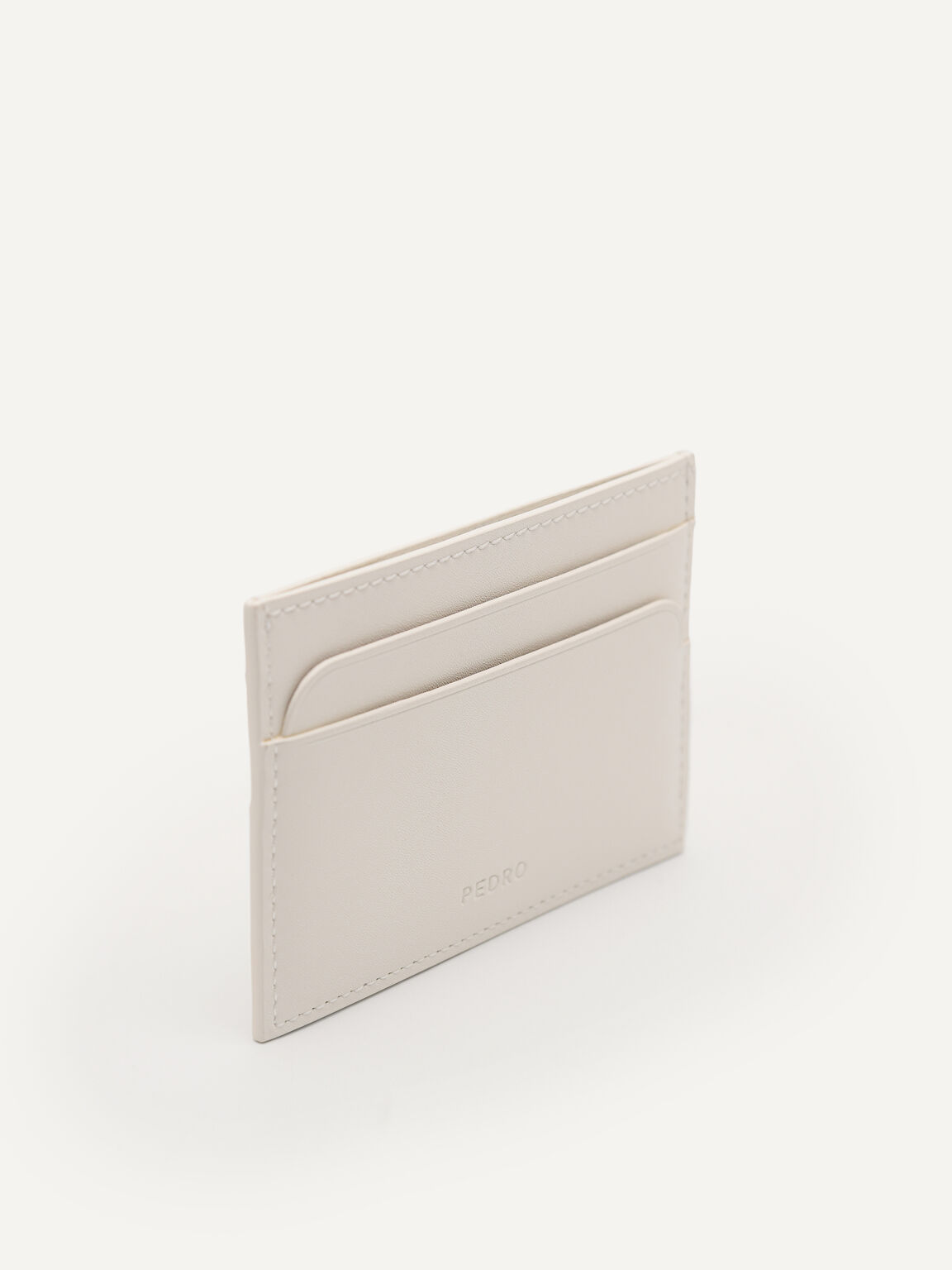 PEDRO Icon Mini Leather Card Holder, Chalk
