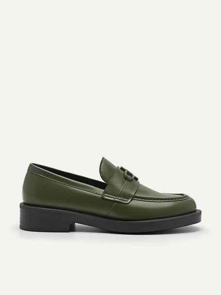 PEDRO Icon Leather Loafers, Military Green