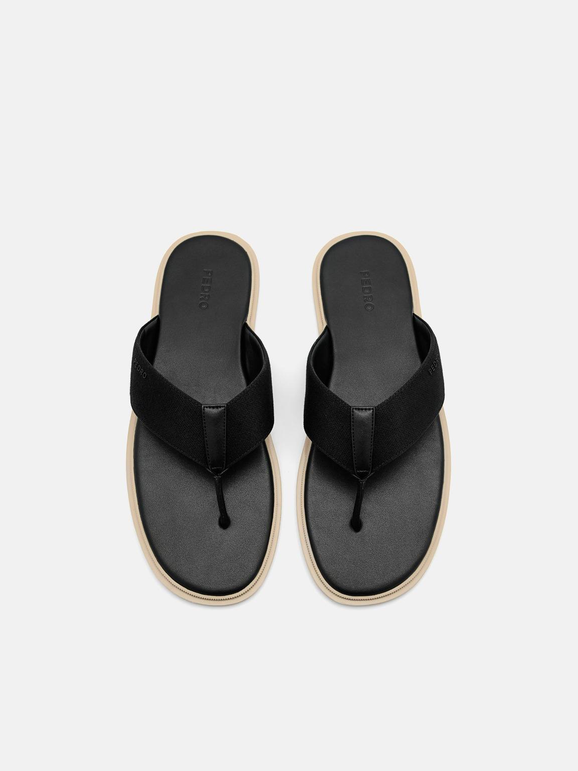 Fabric Thong Sandals, Black