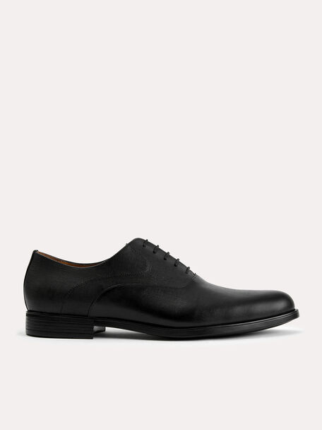 Textured Leather Oxfords, Black