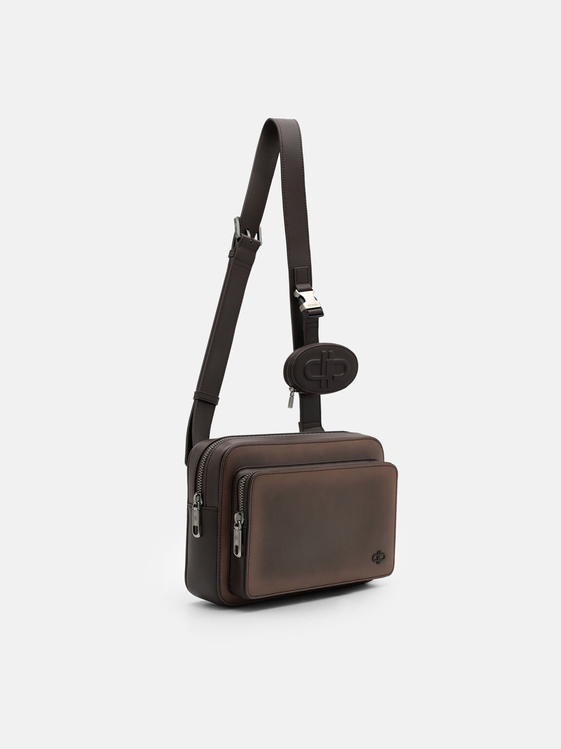 Flynn Leather Crossbody Bag, Dark Brown