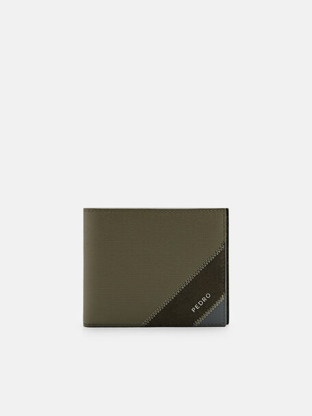 Leather Bi-Fold Coin Wallet, Military Green
