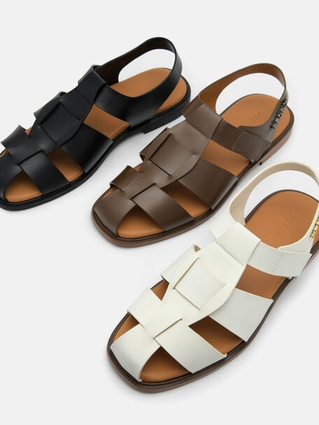 Roman Backstrap Sandals, Black