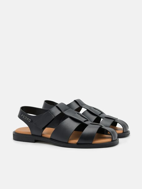 Roman Backstrap Sandals, Black
