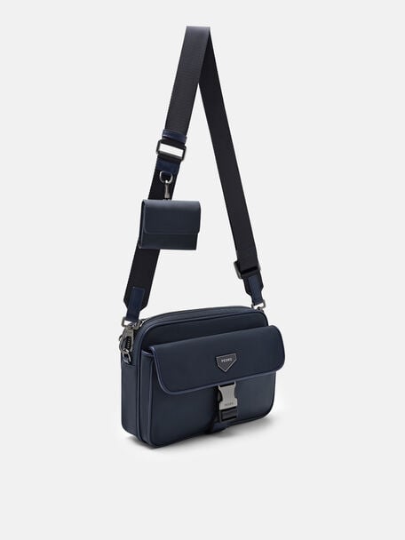 Taper Nylon Crossbody Bag, Navy Nylon