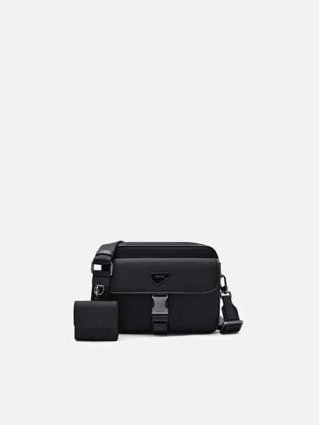 Taper Nylon Crossbody Bag, Black Nylon