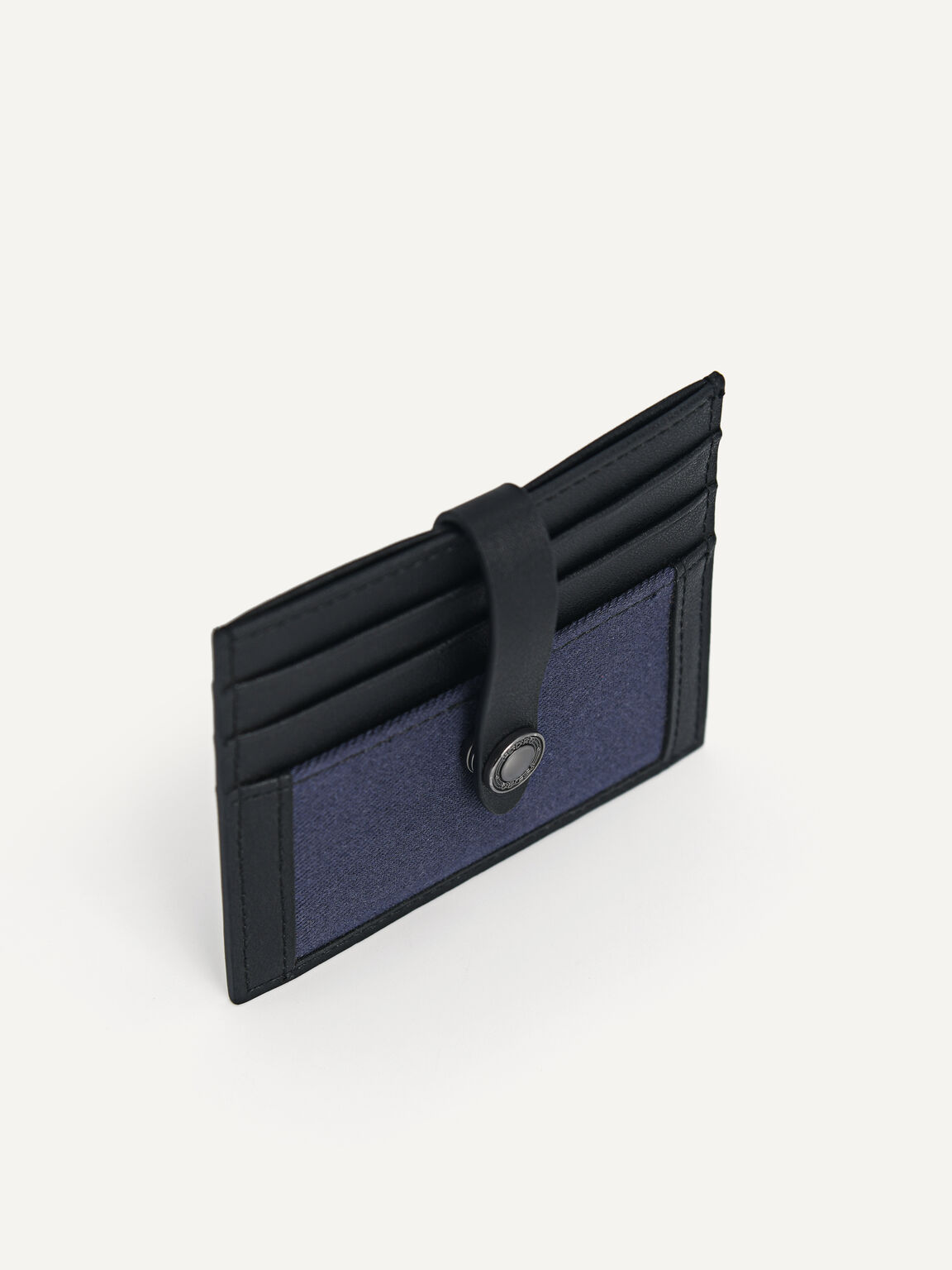 Leather Two-Tone Card Holder, Black
