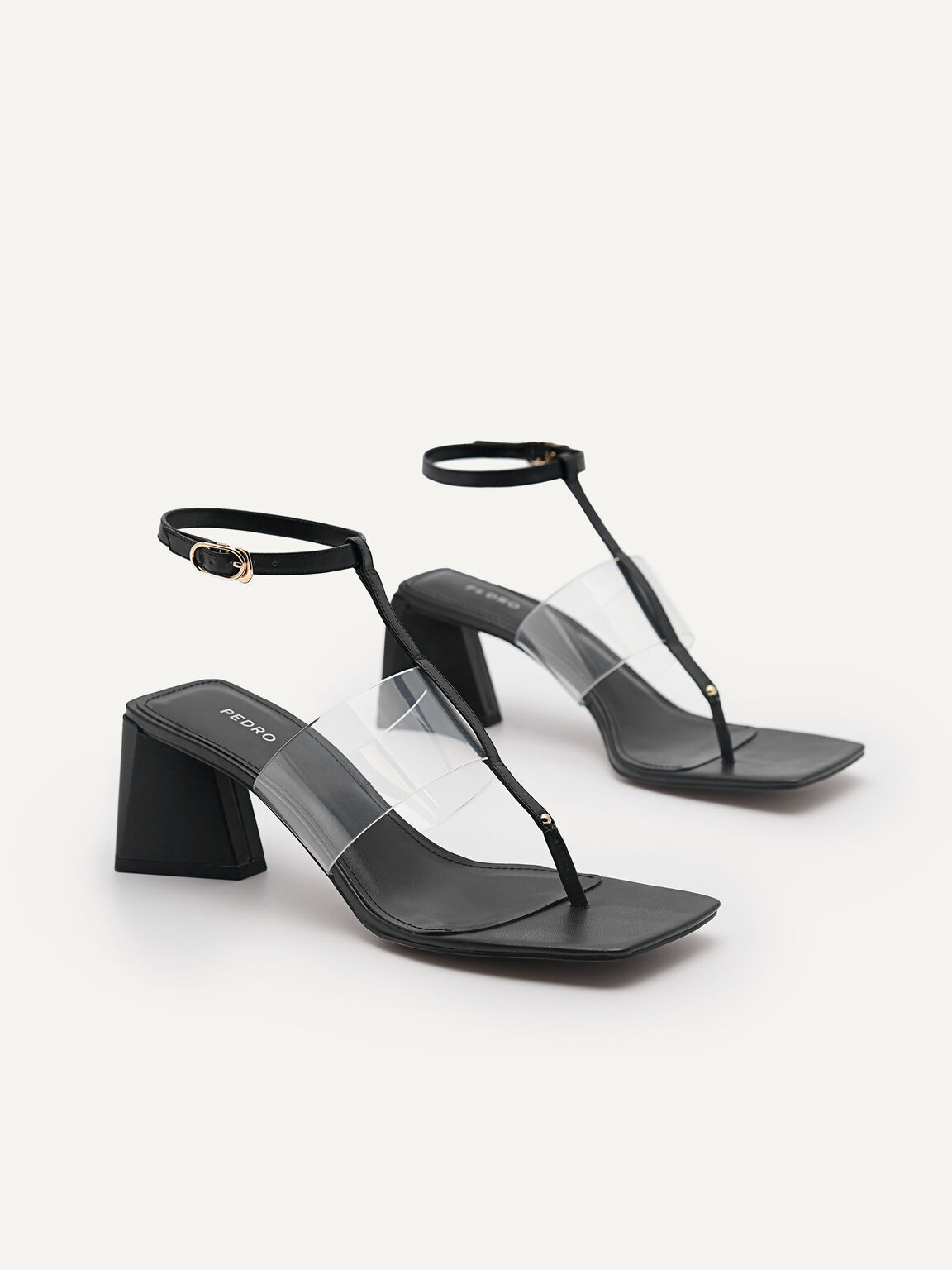 T-Bar Heel Sandals, Black