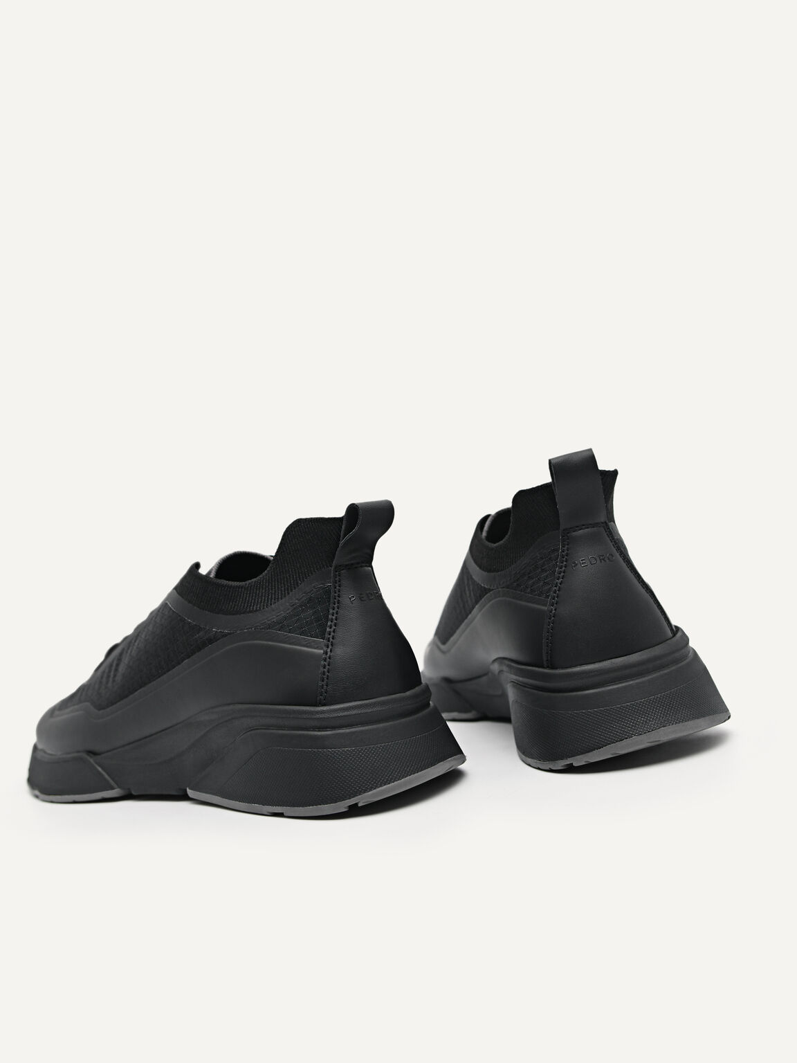 Contrasting Knitted Chunky Sneakers, Black, hi-res