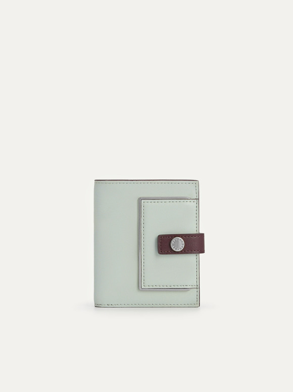 Two-Tone Bi-Fold Leather Wallet, Light Green