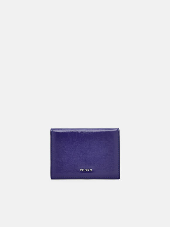 Leather Bi-Fold Card Holder, Purple