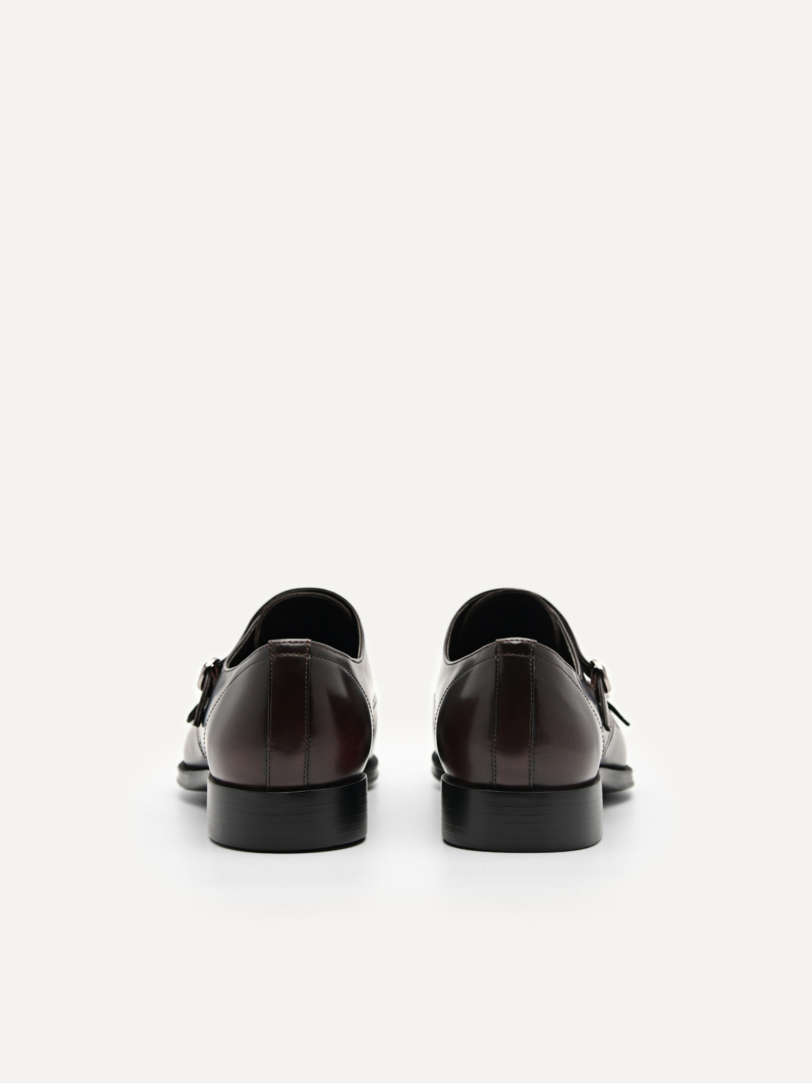 Holly Leather Double Monkstrap Shoes, Maroon
