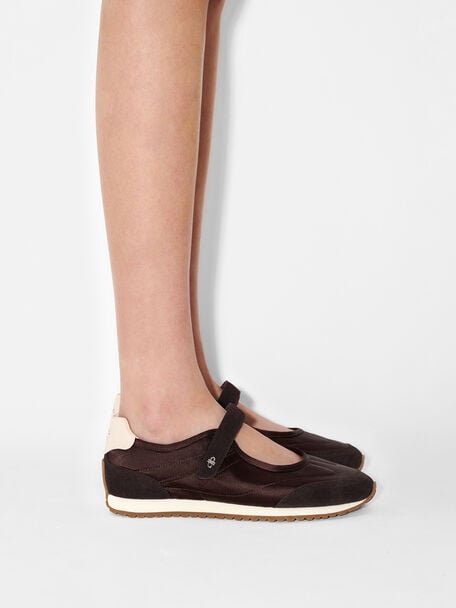 Romy Satin Sneakers, Dark Brown