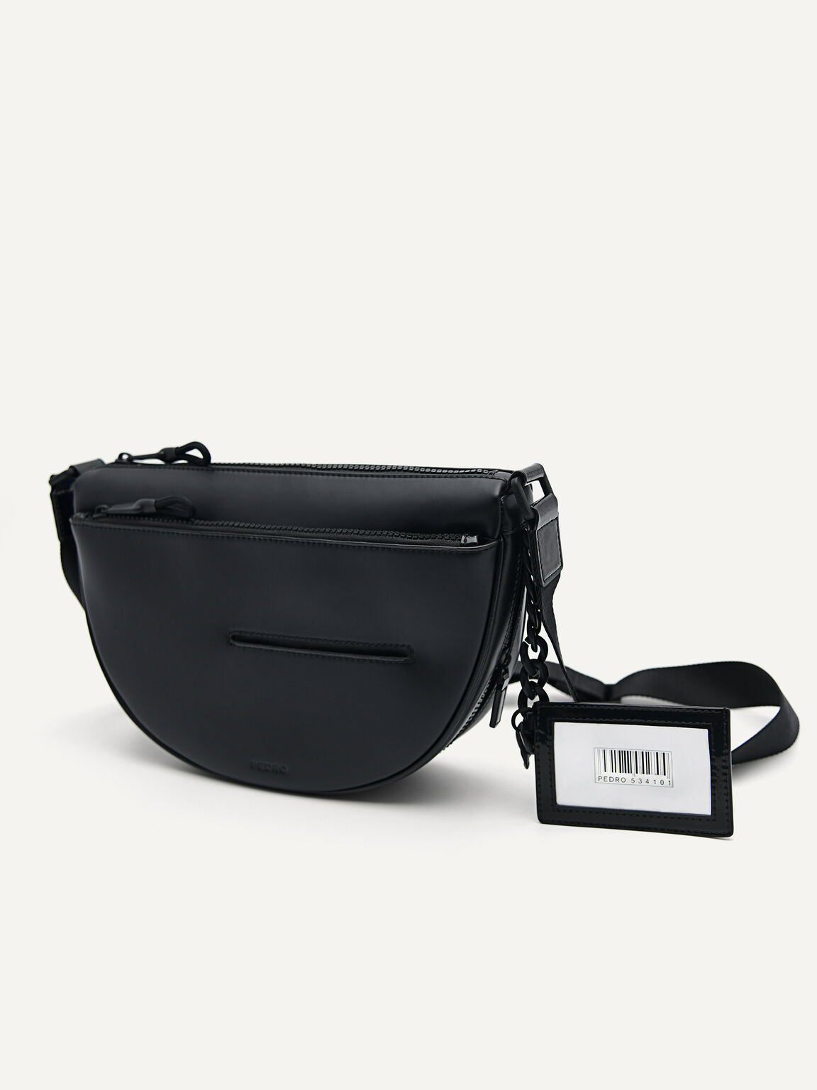 Nylon Sling Bag with Detachable Card Holder, Black