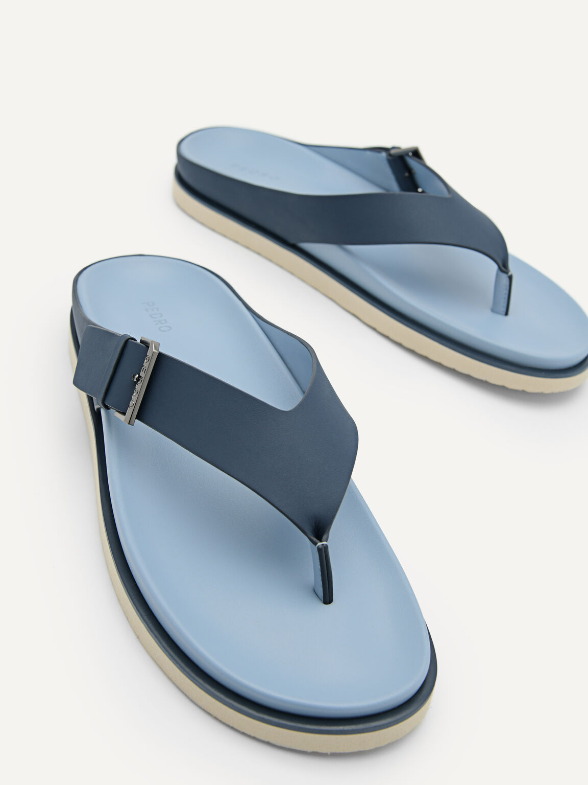 Buckle Thong Sandals, Navy