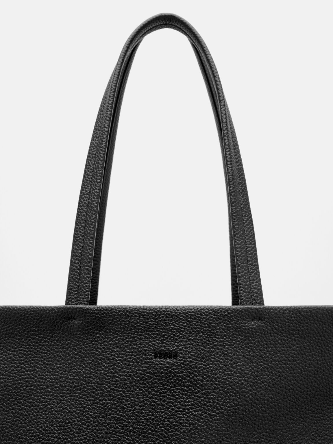 Asher Leather Zippered Tote Bag, Black