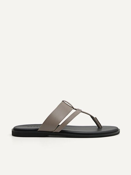 Grid Thong Sandals, Taupe
