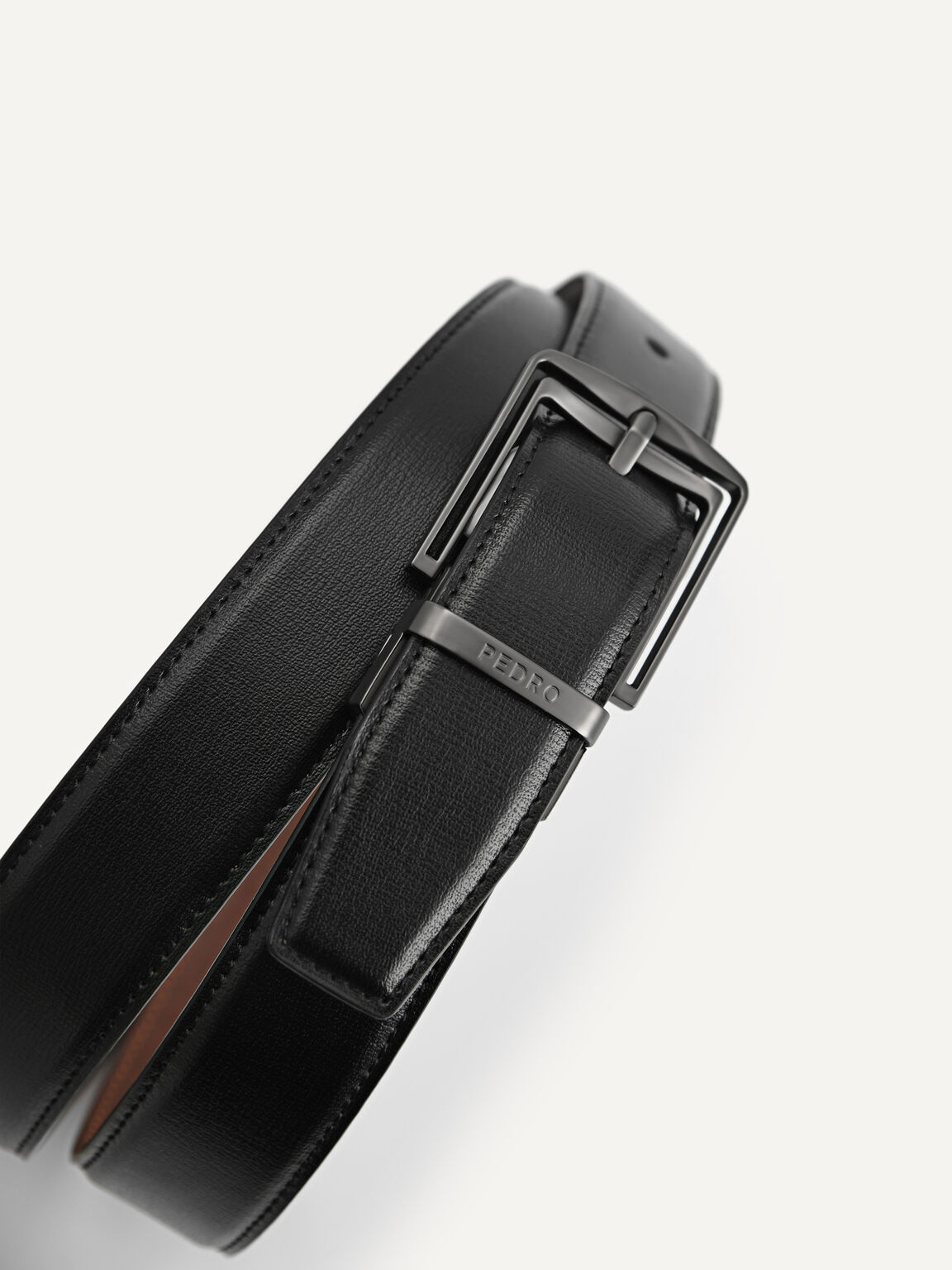 Full-Grain Reversible Leather Belt, Black
