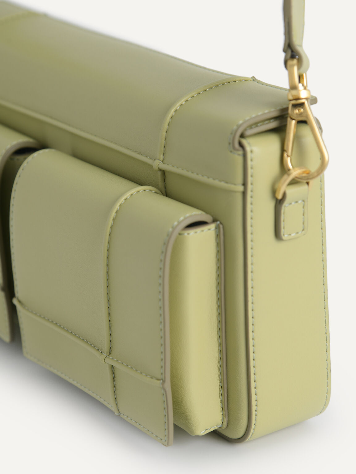 Utility Structured Shoulder Bag, Olive