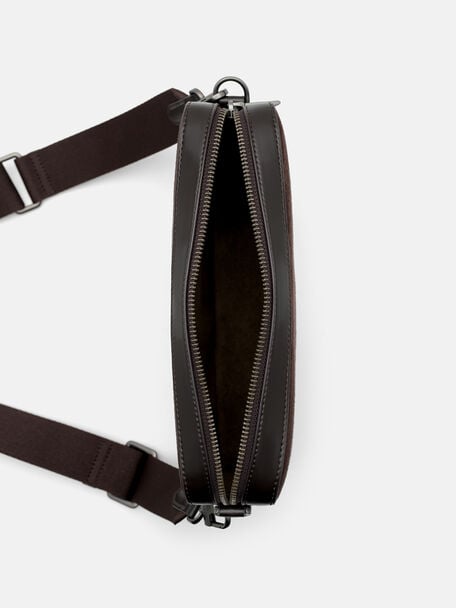 Travis Crossbody Bag, Espresso Brown Suede