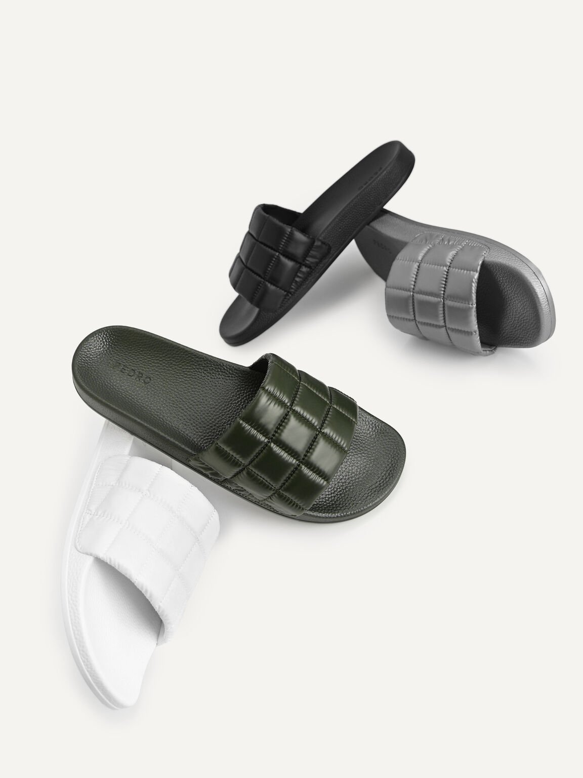 Quilted Slides, Military Green