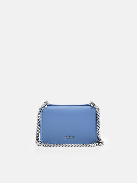 Chain Leather Wallet, Blue
