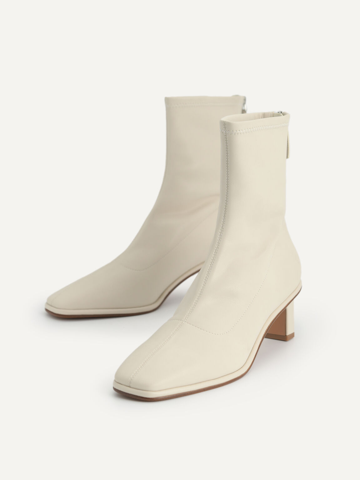 Heel Ankle Boots, Chalk