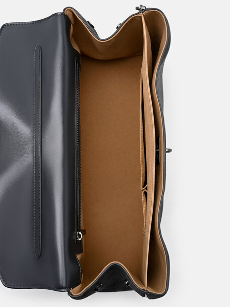 Mirelle Leather Shoulder Bag, Dark Grey