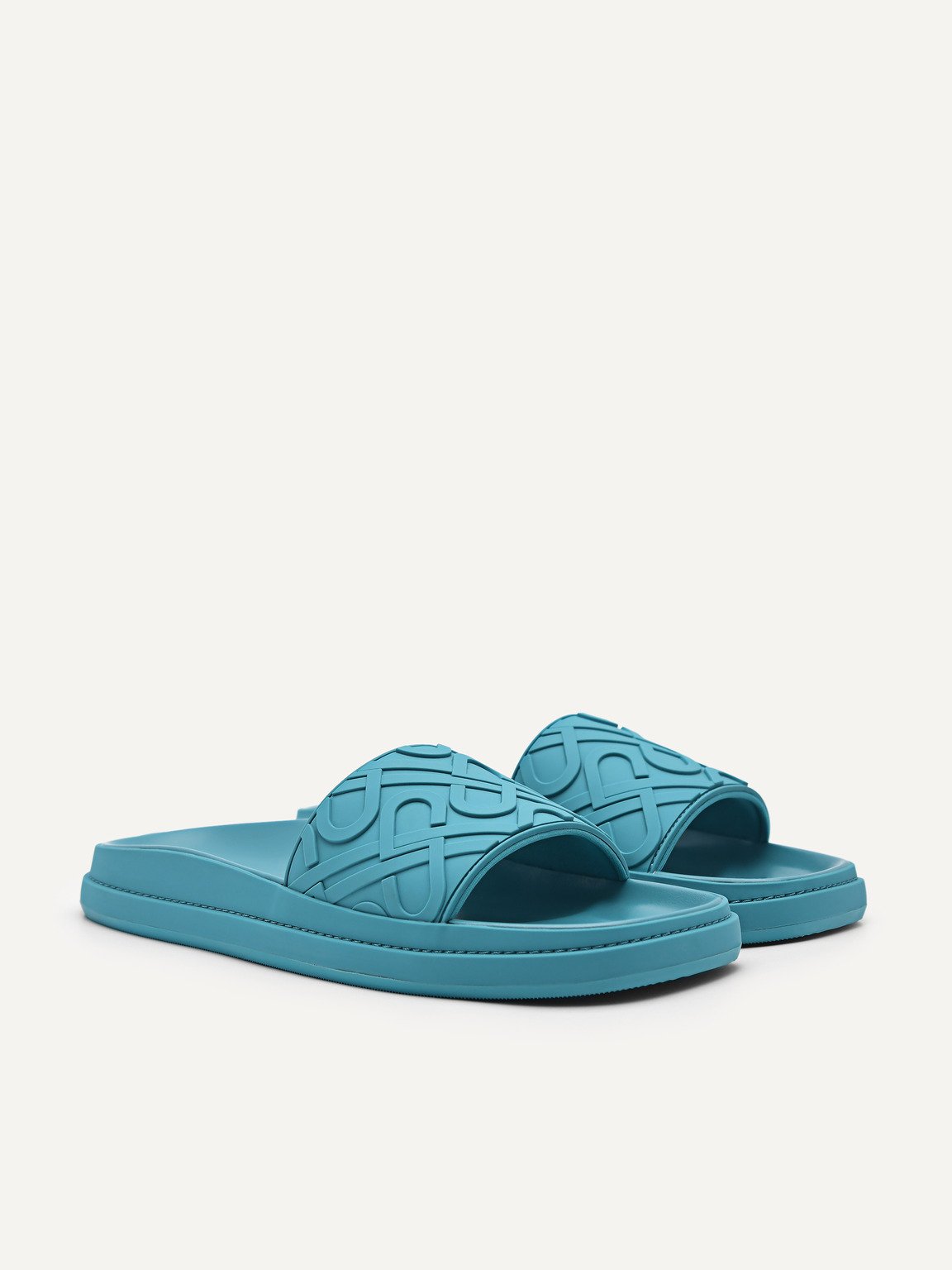 PEDRO Icon Embossed Slide Sandals, Cyan