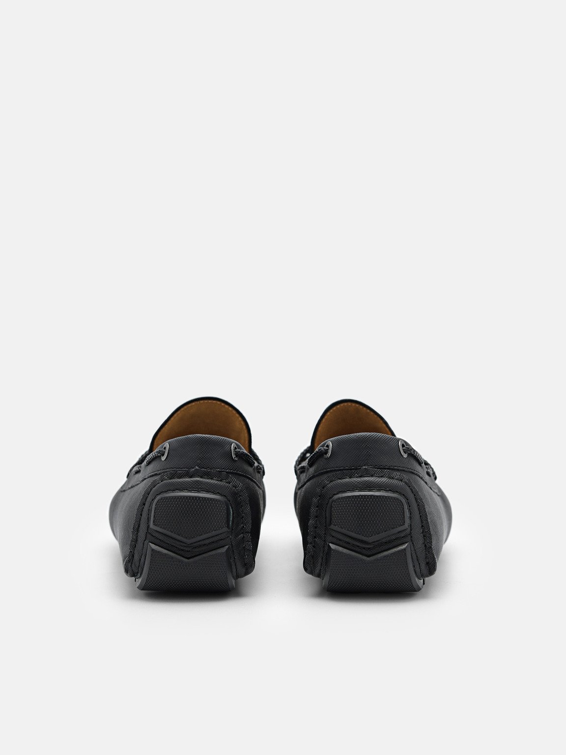 Leather Bow Driving Shoes, Black