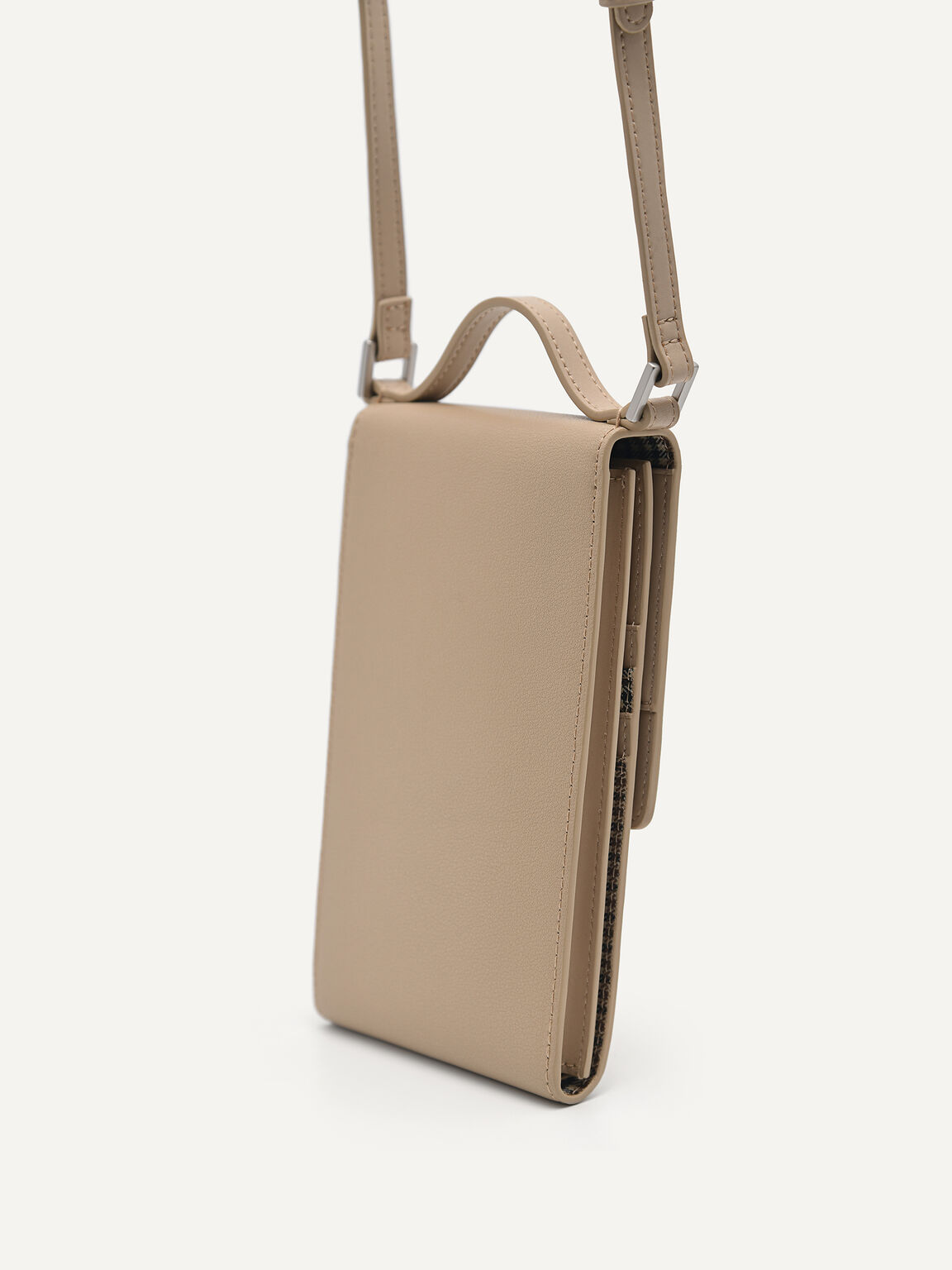 Leather Mobile Phone Sling Pouch, Sand
