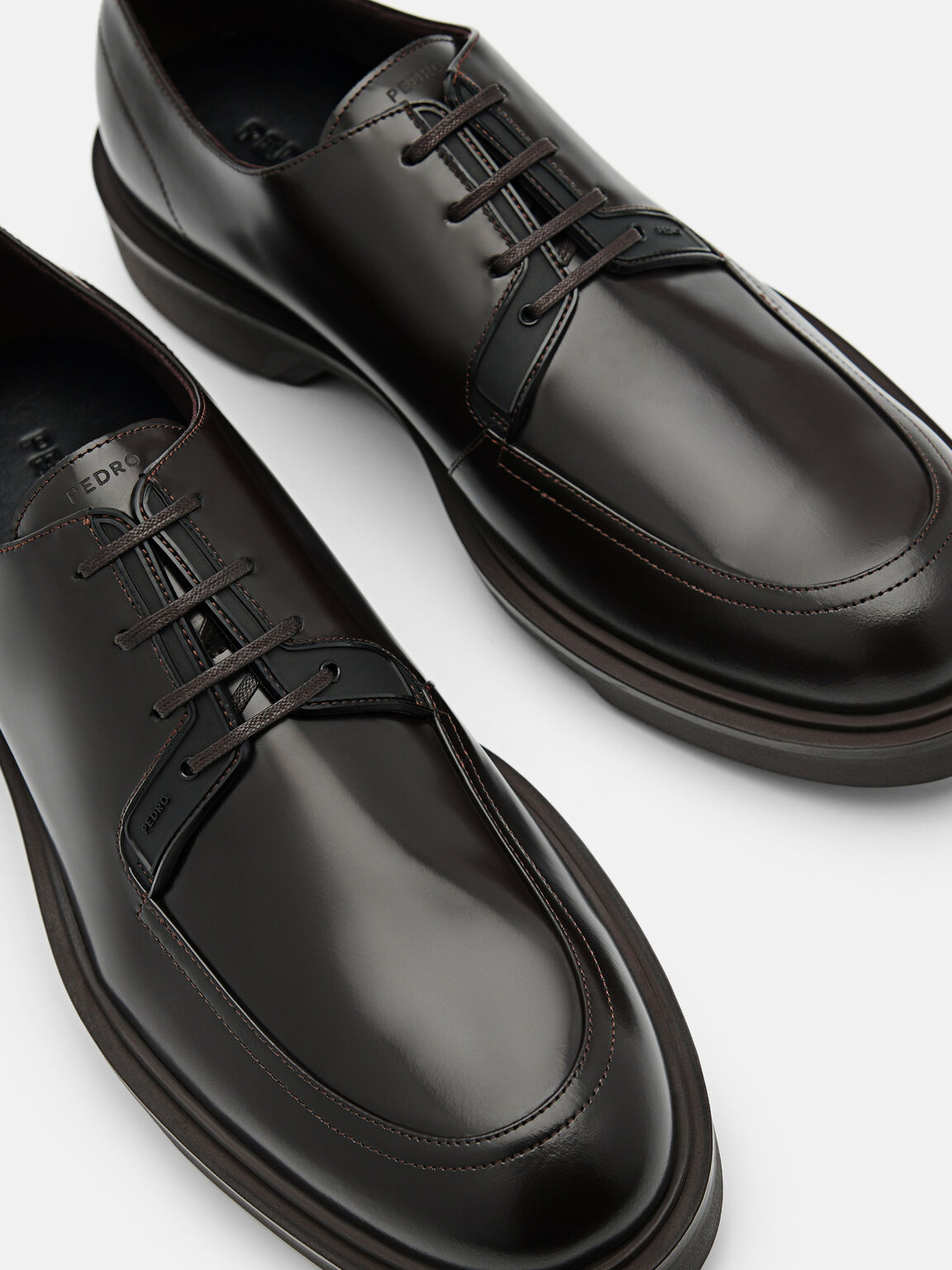 Loop Leather Derby Shoes, Dark Brown