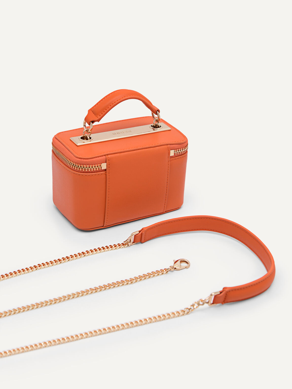 Leather Mini Vanity Case, Orange