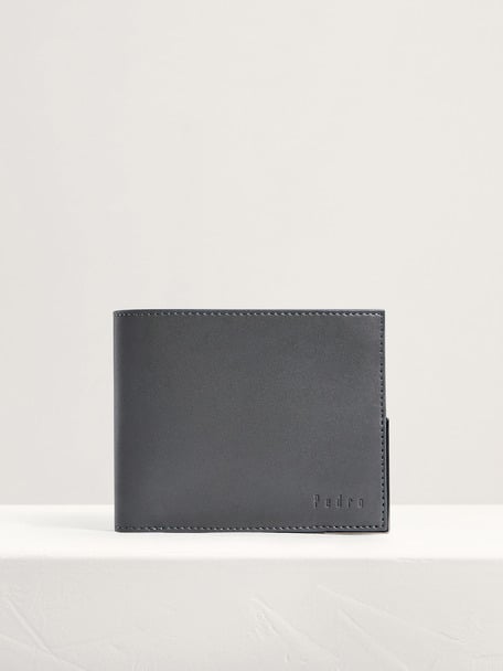 Leather Bi-Fold Wallet with Insert, Dark Grey
