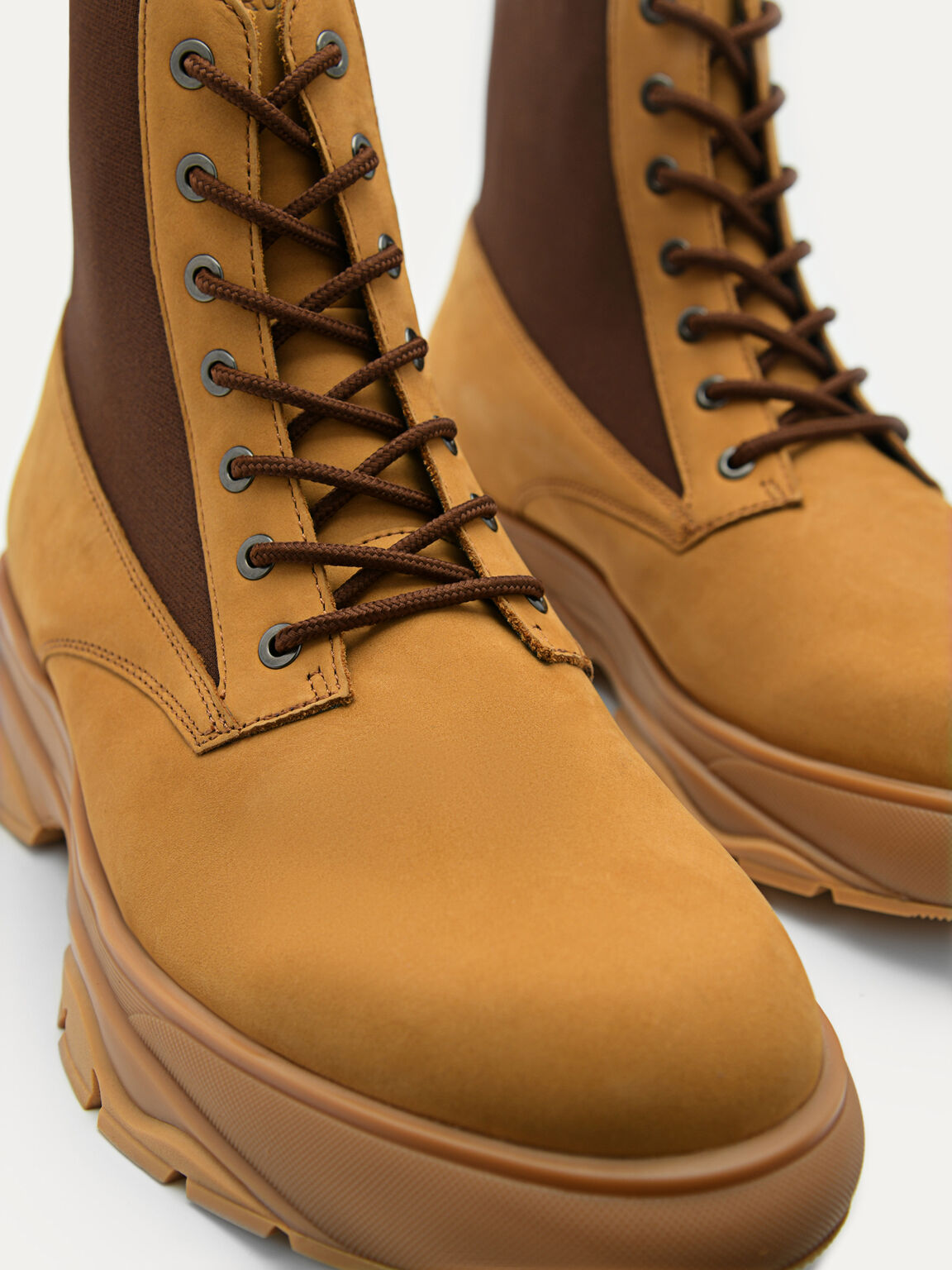 Hybrix Leather Lace-Up Boots, Sand