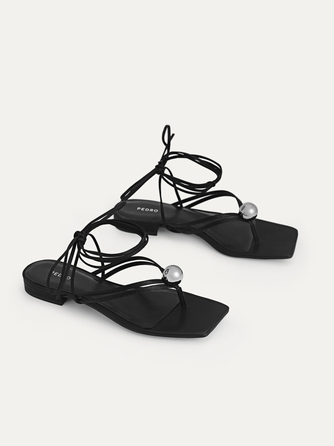 Orb Lace-Up Sandals, Black