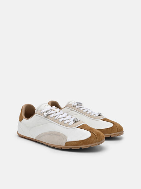 Crest Satin Sneakers, Beige
