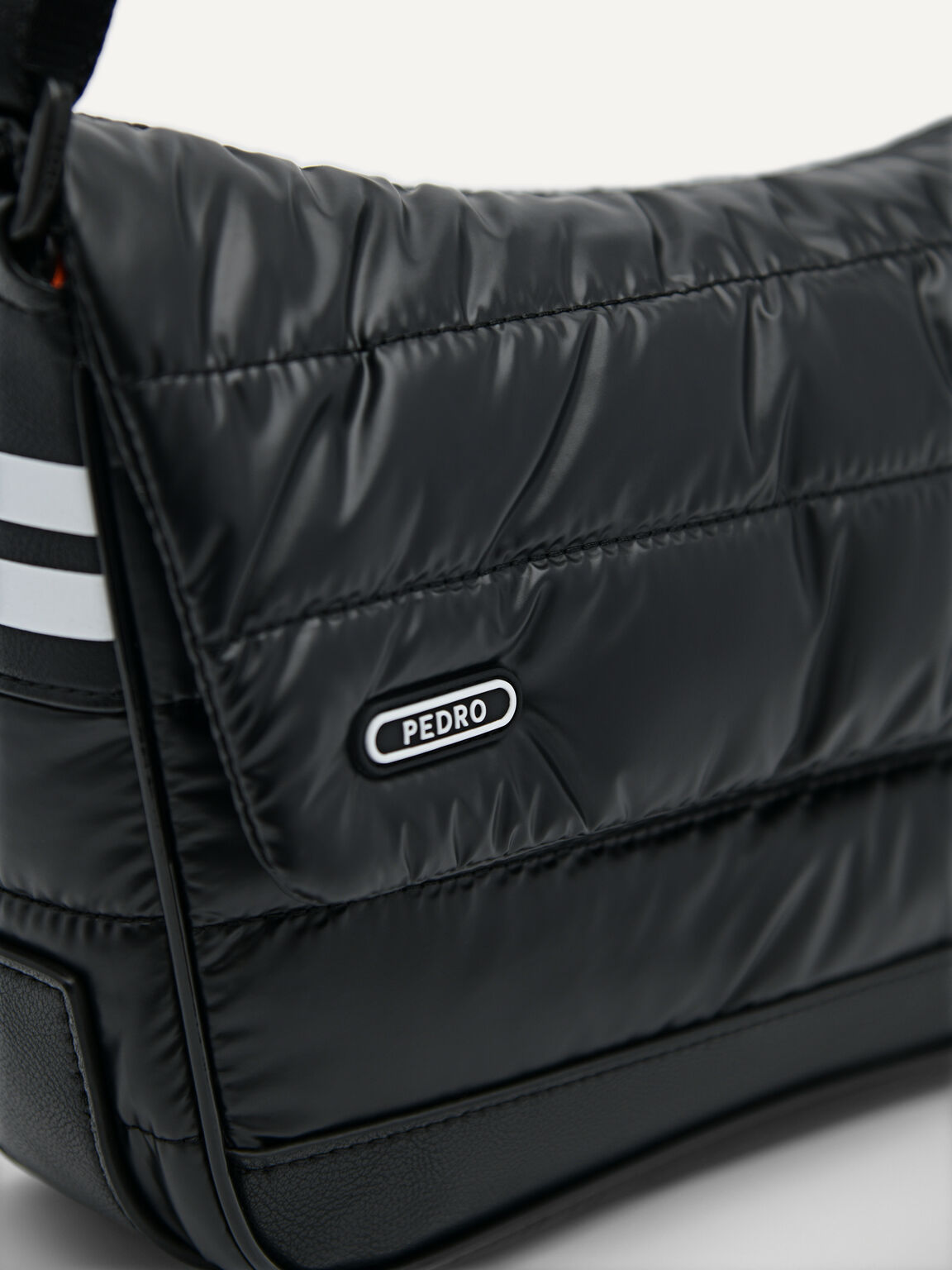 Nylon Crossbody Sports Messenger Bag, Black