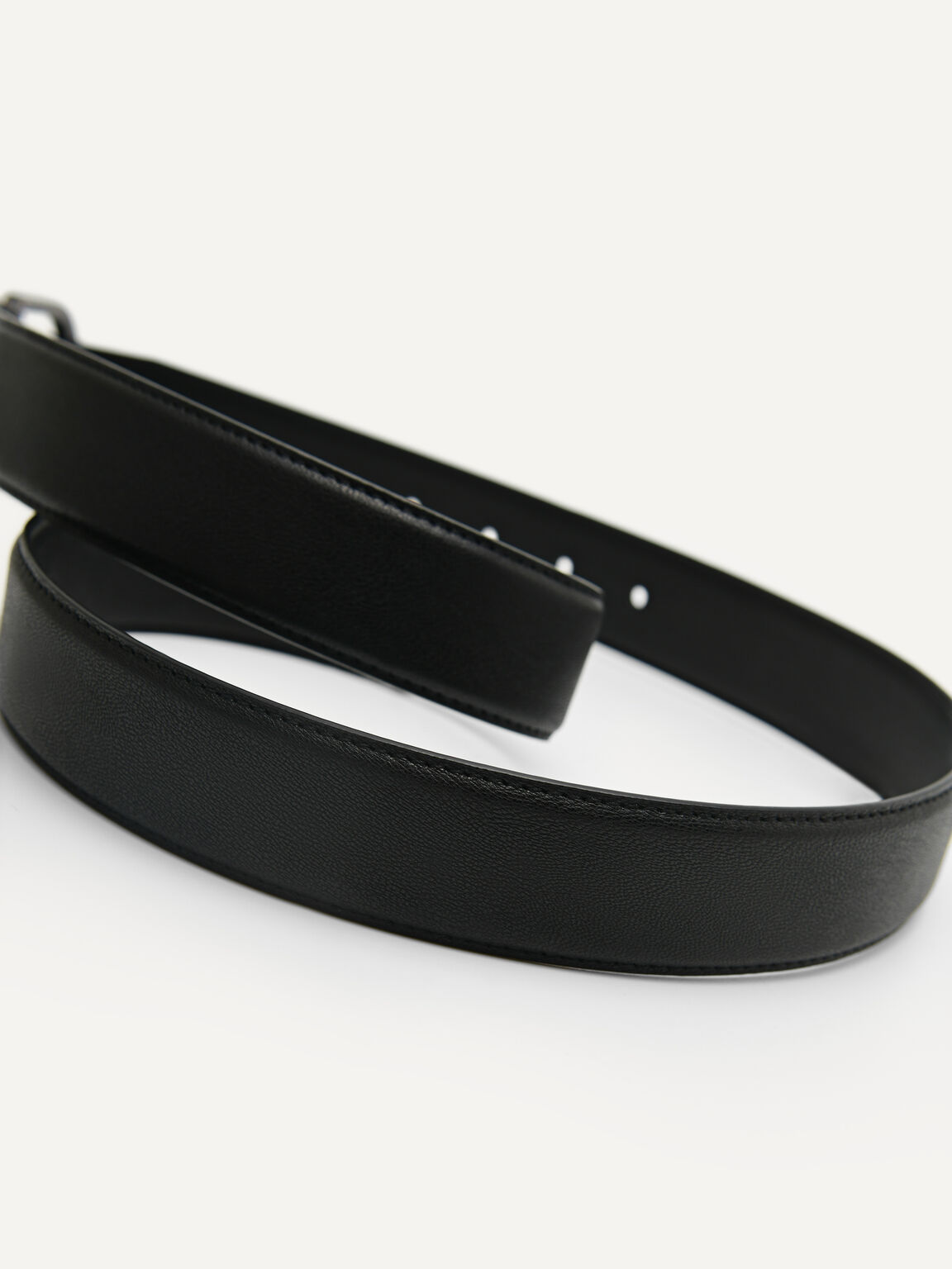 Textured Leather Reversible Tang Belt, Black