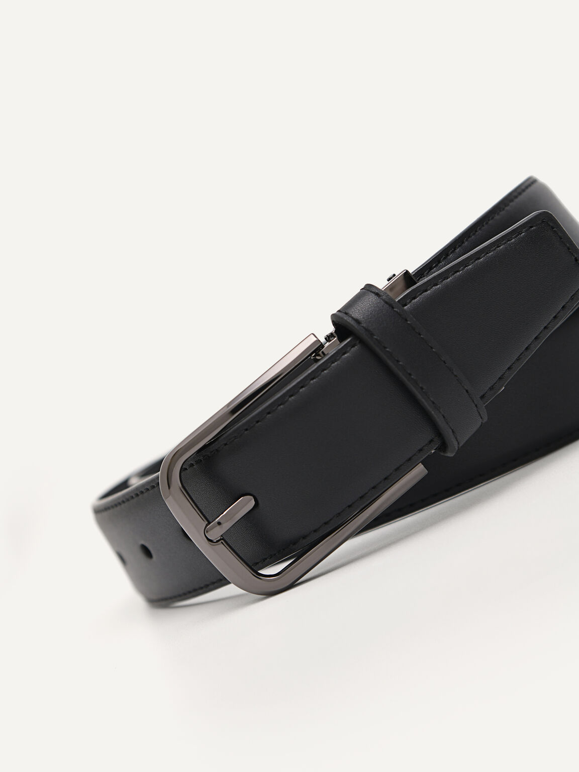 Leather Pin Belt, Black