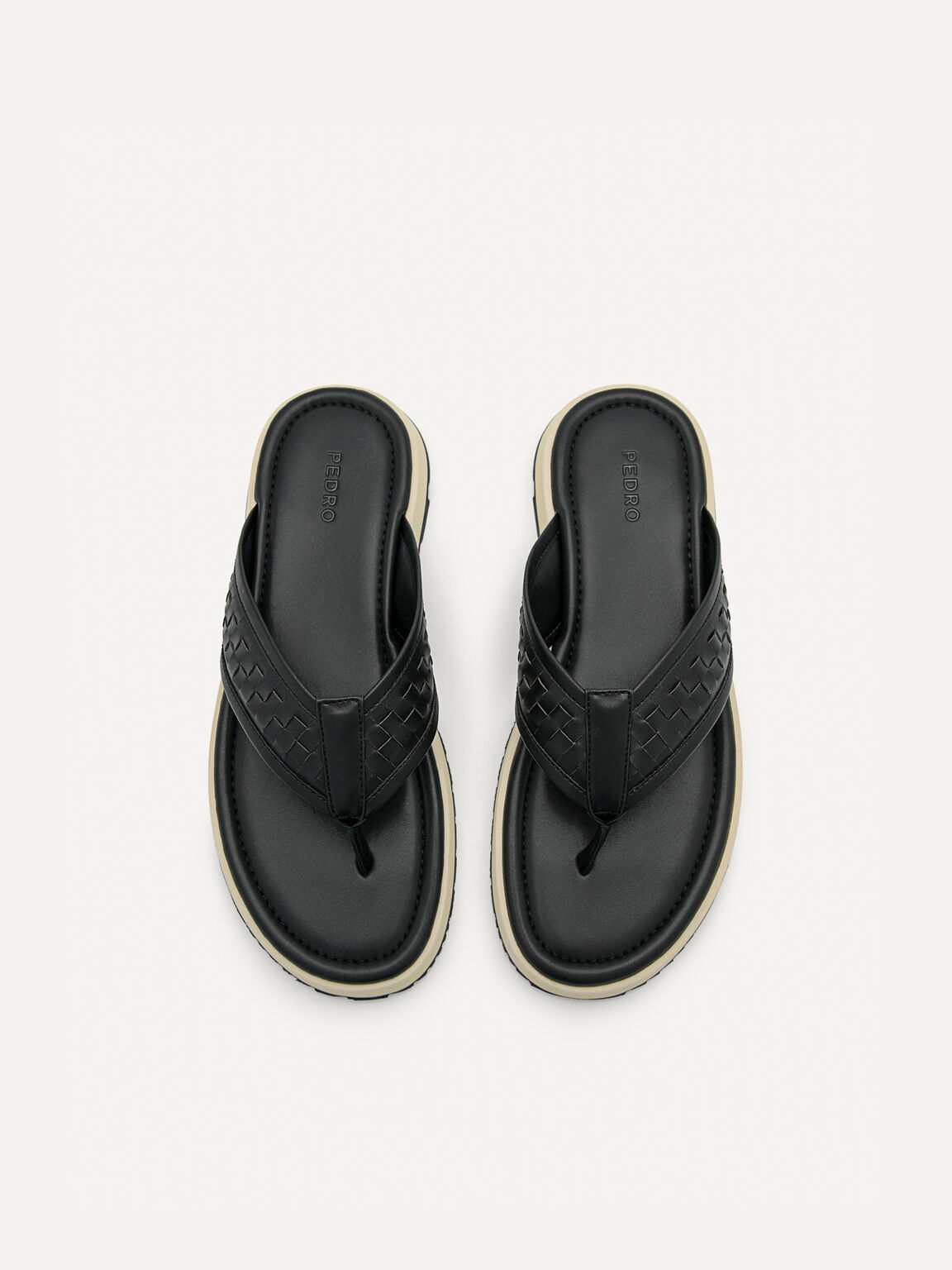 Woven Thong Sandals, Black