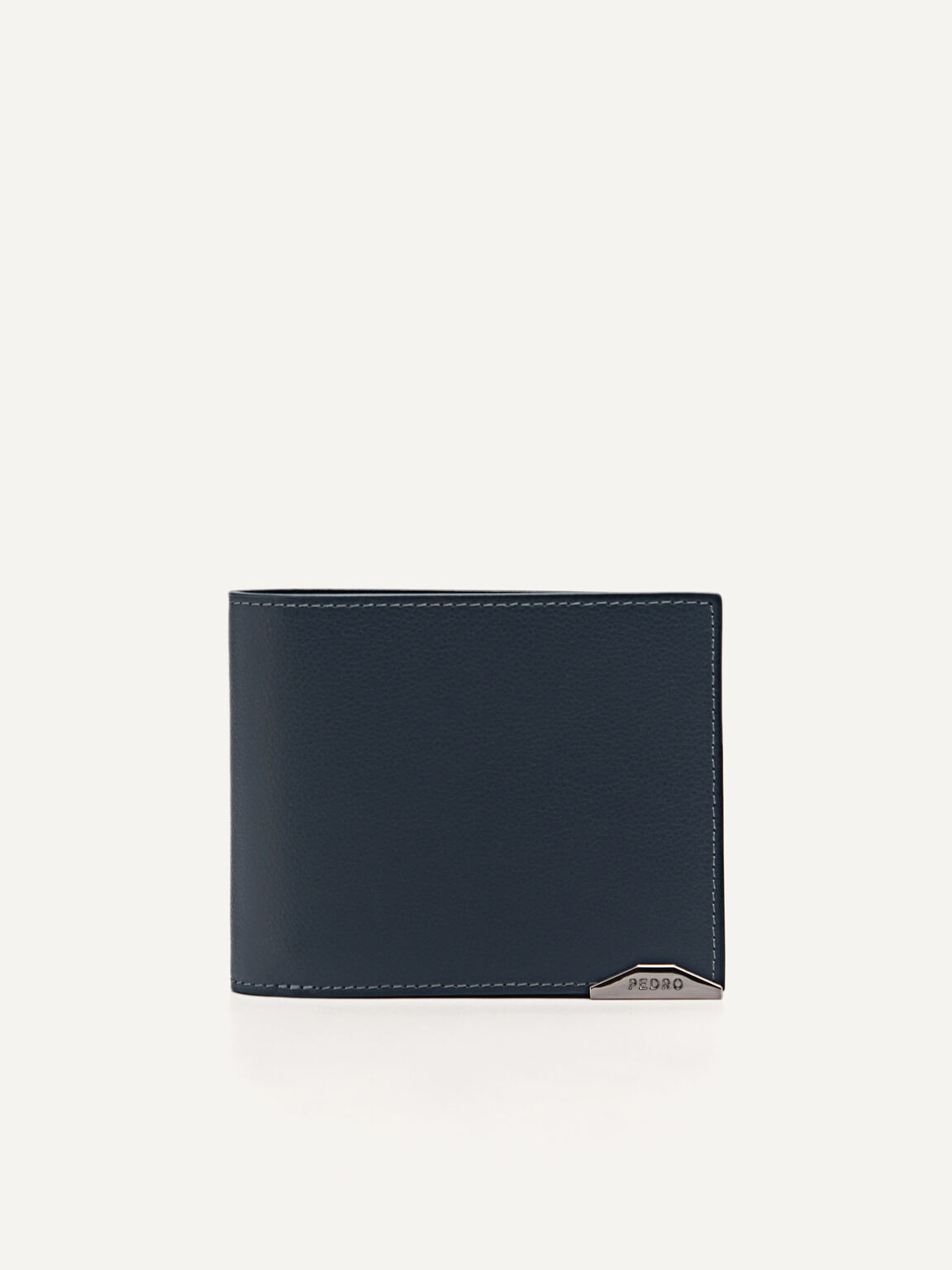 Leather Bi-Fold Wallet, Navy