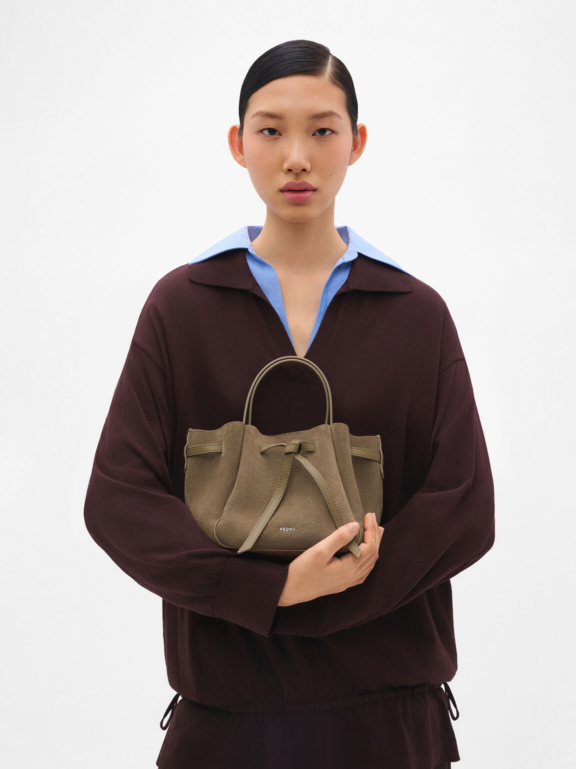 Emory Suede Tote Bag, Olive