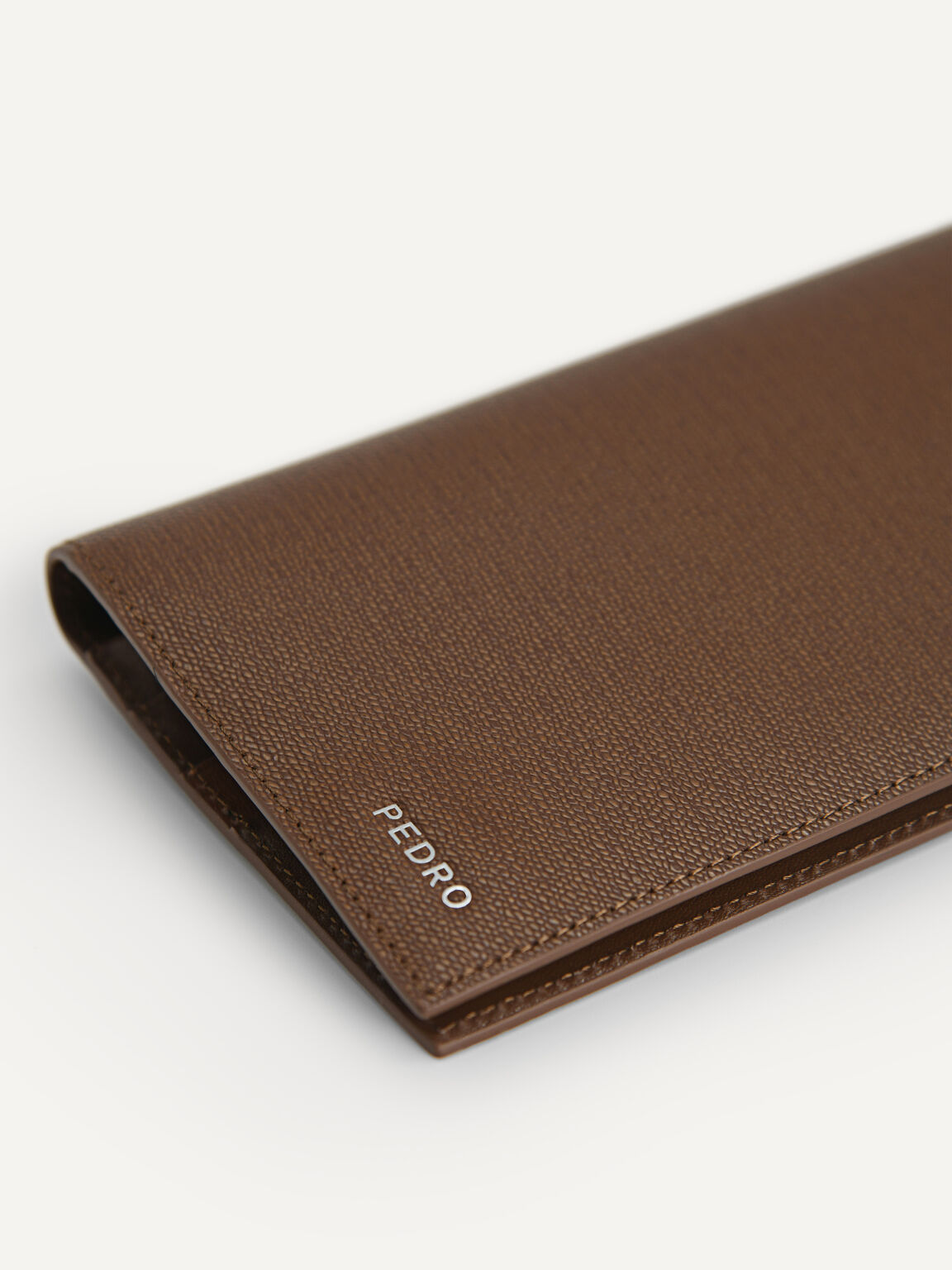 Full-Grain Long Leather Wallet, Dark Brown