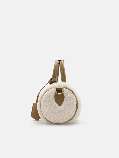 Ilena Faux Fur Bowling Bag, Camel