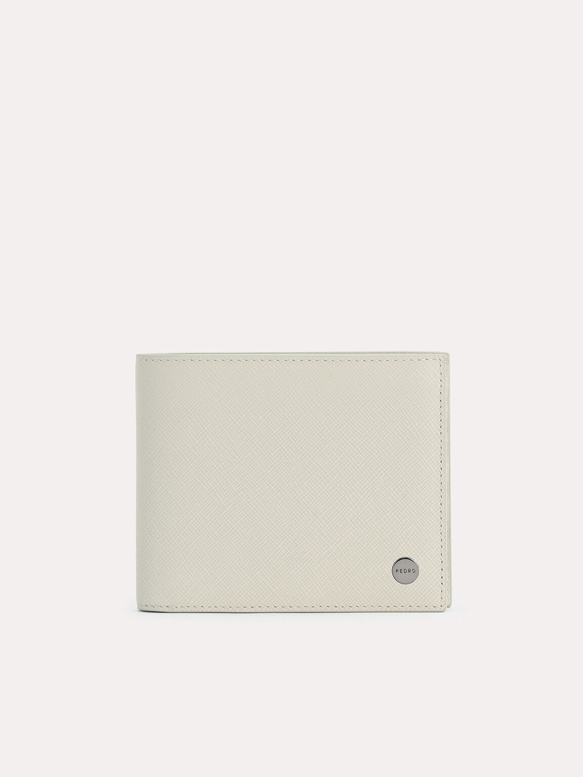 Oliver Textured Leather Bi-Fold Wallet with Insert, Chalk