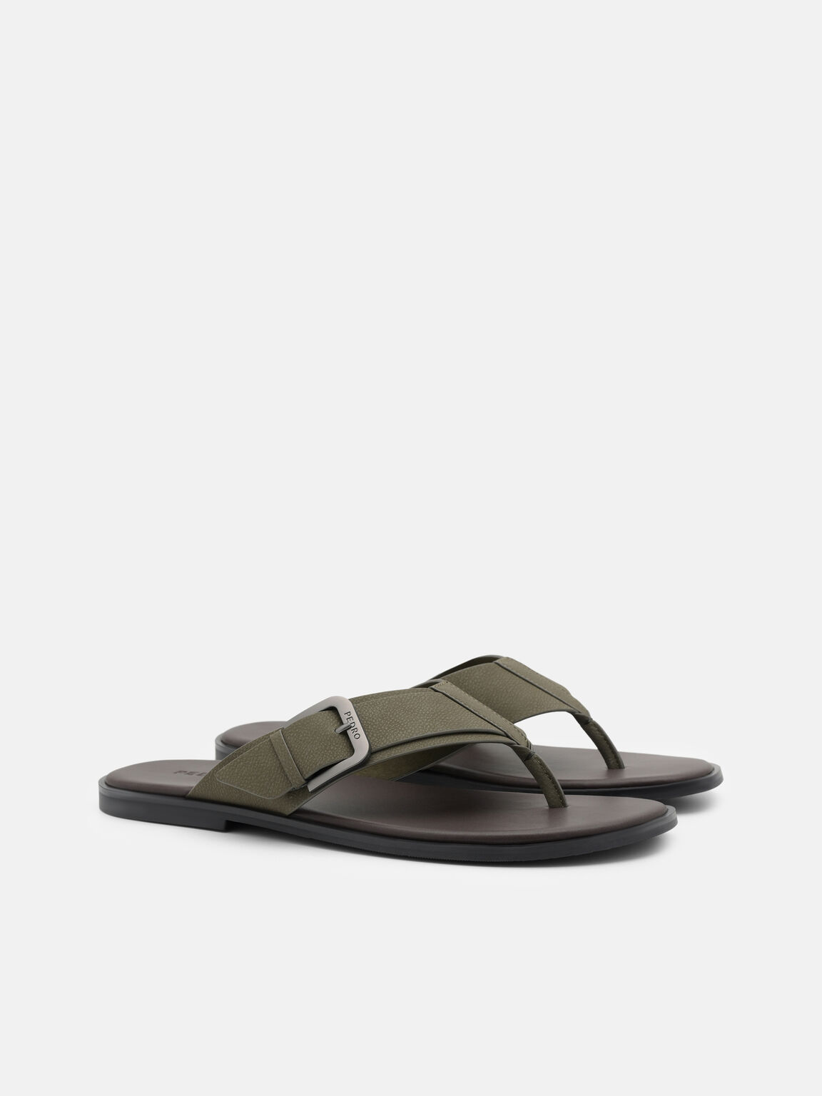 Buckle Thong Sandals, Military Green