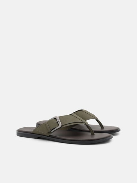 Buckle Thong Sandals, Military Green