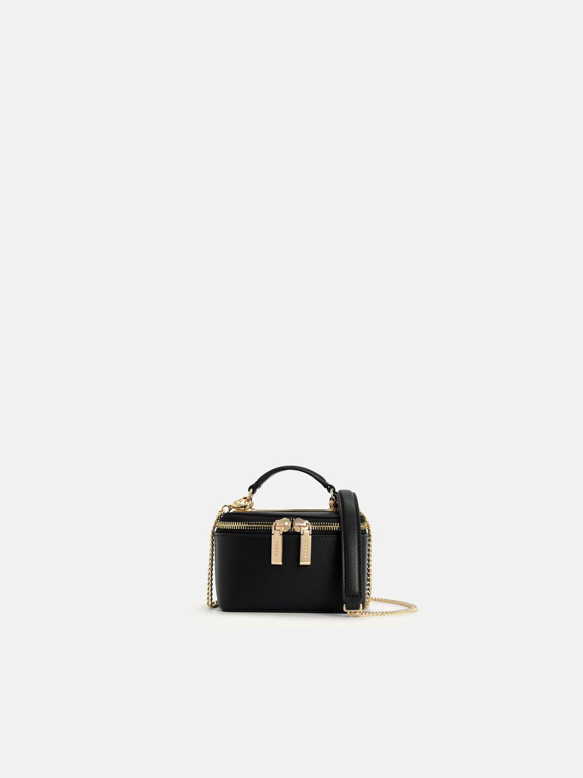 Leather Mini Vanity Case, Black
